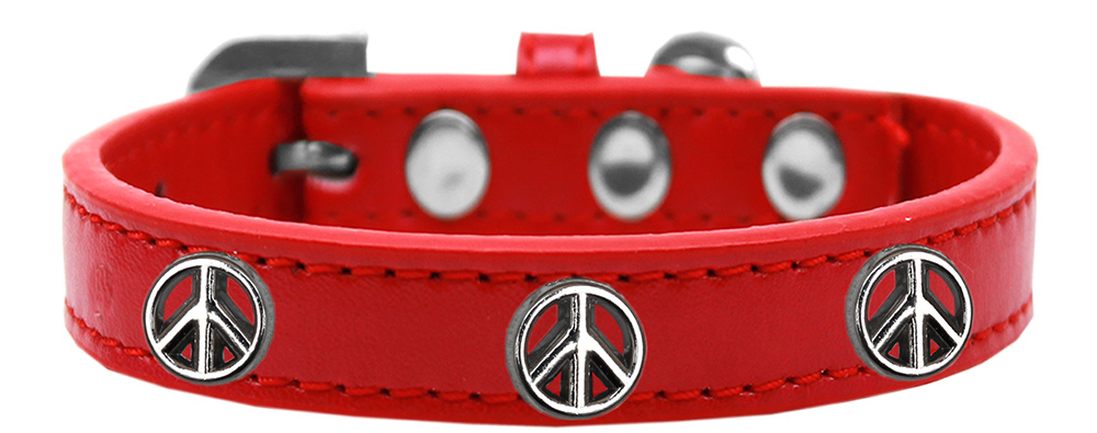 Peace Sign Widget Dog Collar Red Size 16